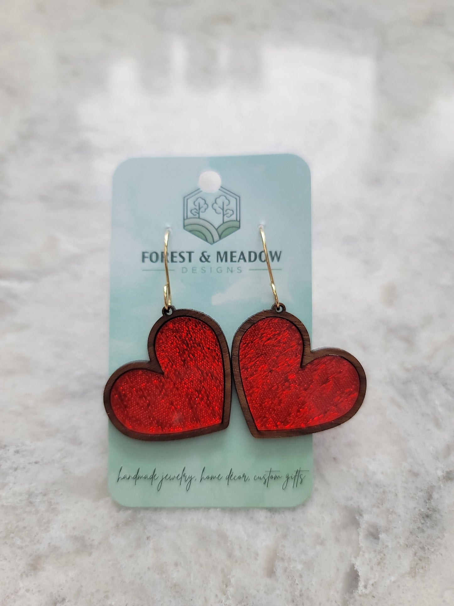 Heart Inlay Dangles - Multiple Options